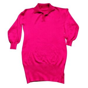 NEW Red  Knit Sweater Dress Polo Collar Long Sleeve Pullover XXL